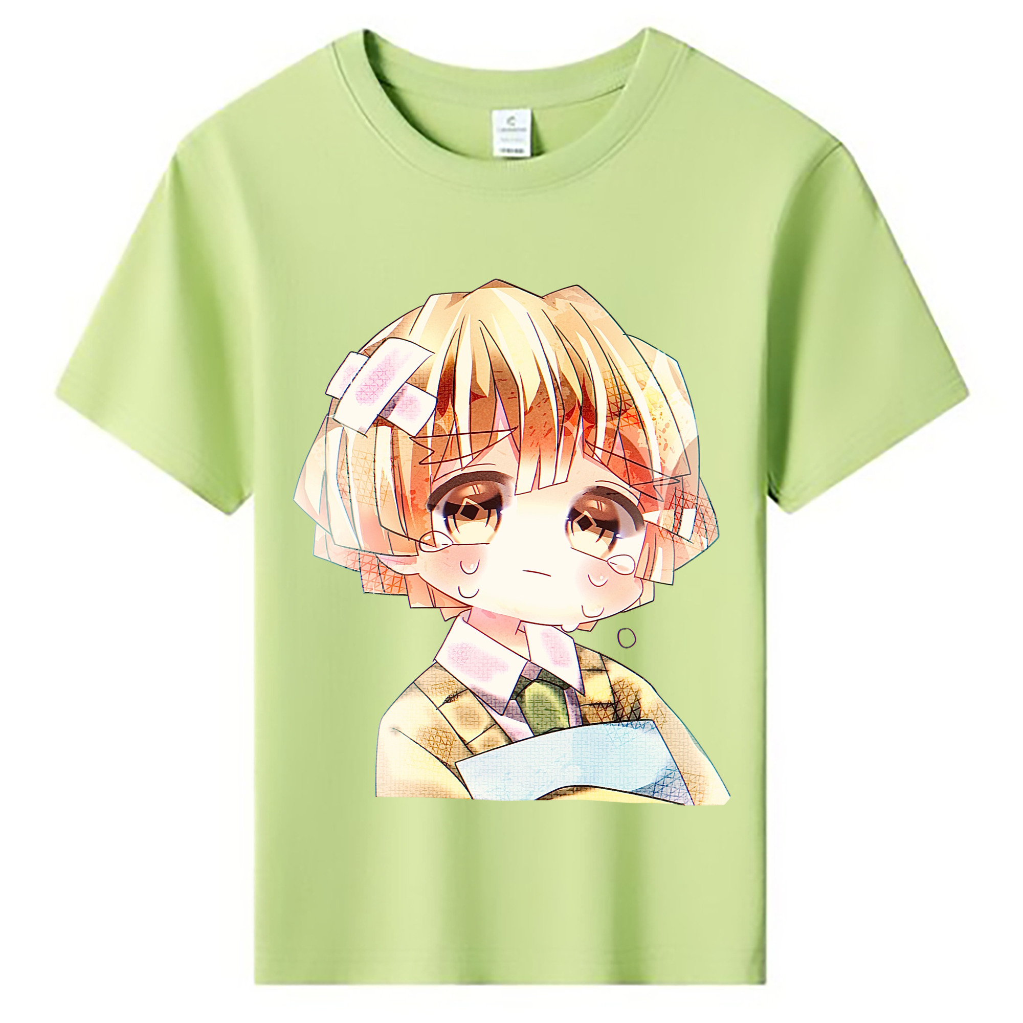 （画像用） 鬼滅の刃（きめつのやいば）我妻 善逸／あがつま ぜんいつ Agatsuma Zenitsu 綿100％キッズTシャツ（フロントプリント）